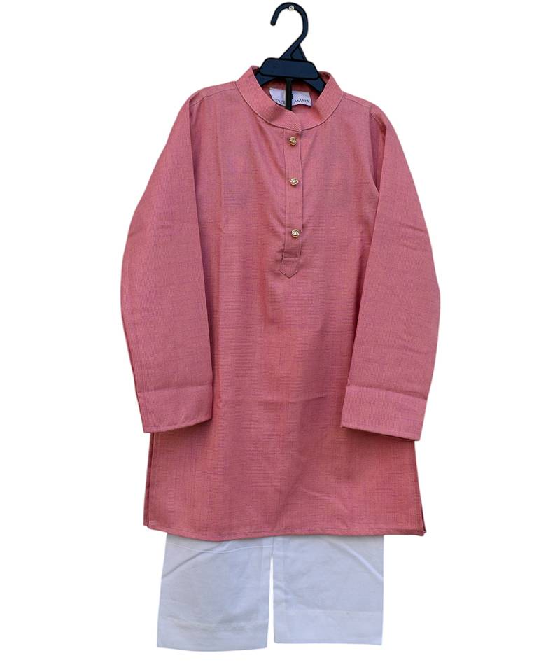 Peach pink cotton kurta pyjama