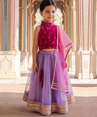 Rani pink lavender embroidered velvet lehenga set 1
