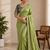 Parrot Green Color C -pallu sequence  coding embroidery work with  Sequence Butti Silk Blend Saree