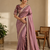 Onion Pink Color C -pallu sequence  coding embroidery work with  Sequence Butti Silk Blend Saree