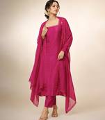 Magenta pink dupion silk kurta set