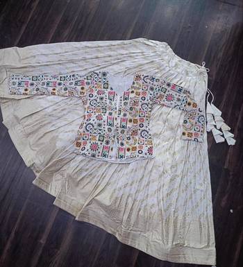 White Viscose Free Size Stitched Lehenga Choli with Thread-Sequins Embroidered Work 3