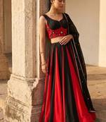 Black & Red Cotton Chaniya Choli For Navratri Set Set with Real Mirror Work and Georgette Dupatta