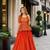 Rust silk blend Free Size Stitched Lehenga Choli with Embroidered & Sequins Work
