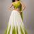 White & Lime Green Cotton Chaniya Choli For Navratri Set with Embroidery Real Mirror Work and Georgette Dupatta