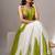 White & Lime Green Cotton Chaniya Choli For Navratri Set with Embroidery Real Mirror Work and Georgette Dupatta