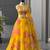 Yellow Digital Printed Organza Lehenga Choli Set with Embroidered Sequins Work, Organza Dupatta & Designer Batwa Bag