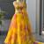 Yellow Digital Printed Organza Lehenga Choli Set with Embroidered Sequins Work, Organza Dupatta & Designer Batwa Bag
