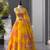 Yellow Digital Printed Organza Lehenga Choli Set with Embroidered Sequins Work, Organza Dupatta & Designer Batwa Bag