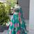 Teal Blue Digital Printed Organza Lehenga Choli Set with Embroidered Sequins Work, Organza Dupatta & Batwa Bag