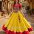 Yellow-Red Silk Free Size Stitched Navratri Lehenga Choli with Kutchi Gamthi Embroidered Work & Codi lace