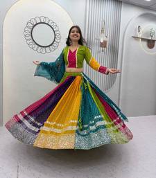 Multicolor Georgette Chaniya Choli For Navratri Set with 7mm Shivansh Work and Georgette Dupatta