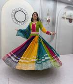 Multicolor Georgette Chaniya Choli For Navratri Set with 7mm Shivansh Work and Georgette Dupatta