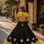 Black-Yellow silk blend Free Size Stitched Navratri Lehenga Choli with Kutchi Gamthi Embroidered Work & Codi lace