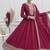 Women's Embroidery Work Vichitra SIlk Fabric Flared Anarkali Dupatta Set