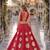 Red silk blend Free Size Stitched Navratri Lehenga Choli with Gota Pattern & Mirror lace Work