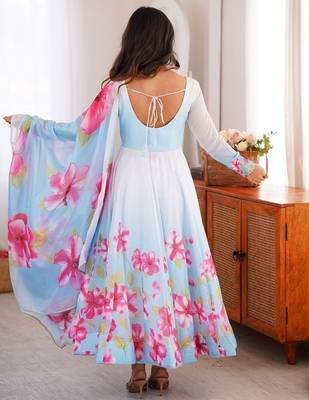 Floral Printed Anarkali Suit Set Fully Flaired Gown Suit Set 2