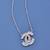 Luxury Sparkling Cubic Zirconia Double C Pendant Necklace for Women with Premium Silver Finish