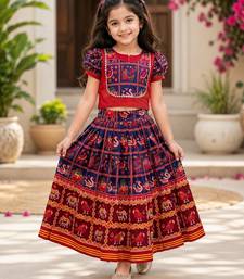 Blue silk blend  weaved zari border kids lehenga choli
