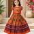 Orange silk blend weaved zari border kids lehenga choli
