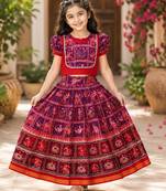 Wine silk blend  patola weaved zari border kids lehenga choli