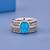 Vintage Blue Opal Gemstone Silver Ring with Cubic Zirconia Accents for Women Elegant Statement Jewelry