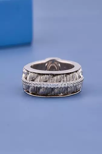 Vintage Blue Opal Gemstone Silver Ring with Cubic Zirconia Accents for Women Elegant Statement Jewelry