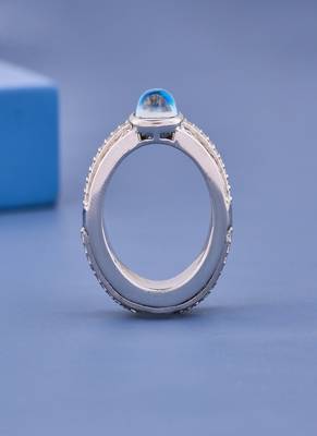 Vintage Blue Opal Gemstone Silver Ring with Cubic Zirconia Accents for Women Elegant Statement Jewelry 4