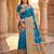 Teal pashmina paithani silk saree with beautifully multicolor border and pallu