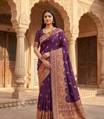 Wine pashmina paithani silk saree with beautifully multicolor border and pallu