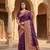 Wine pashmina paithani silk saree with beautifully multicolor border and pallu