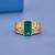 Luxury Emerald Cut Green Gemstone Gold Plated Statement Ring with Sparkling Zircon Accents for Women
