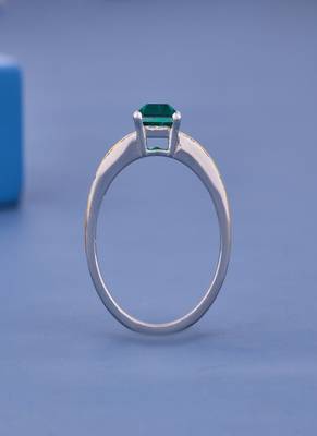 Luxury Emerald Cut Green Gemstone Gold Plated Statement Ring with Sparkling Zircon Accents for Women 4