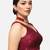 Maroon sleeveless v-neck sequin embellished art silk readymade saree blouse