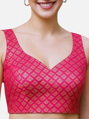 Rani brocade sleeveless sweetheart neck readymade saree blouse 5