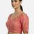 Pink brocade floral paisley half sleeve sweetheart neckline saree blouse
