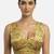 Golden warli art silk deep v neck sleeveless saree blouse