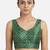 Green printed sleeveless v-neck ethnic saree blouse