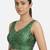 Green printed sleeveless v-neck ethnic saree blouse
