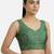 Green printed sleeveless v-neck ethnic saree blouse