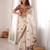 Ivory fendy satin embroidered saree with unstitched blouse