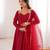 Women's Embroidery Work Roman Silk blend Flared Anarkali Pant and Dupatta Set