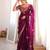 Wine fendy satin embroidered saree with unstitched blouse