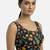 Black embroidered peacock & floral scoop neck sleeveless saree blouse