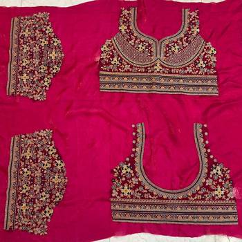 Wine fendy satin embroidered saree with unstitched blouse 3
