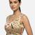 Gold embroidered peacock & floral scoop neck sleeveless saree blouse