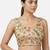 Gold embroidered peacock & floral scoop neck sleeveless saree blouse