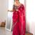 Rani pink fendy satin embroidered saree with unstitched blouse