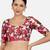 Floral print silk u neck elbow sleeves readymade saree blouse