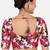 Floral print silk u neck elbow sleeves readymade saree blouse